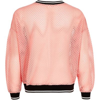 Girls pink mesh tipped sweatshirt